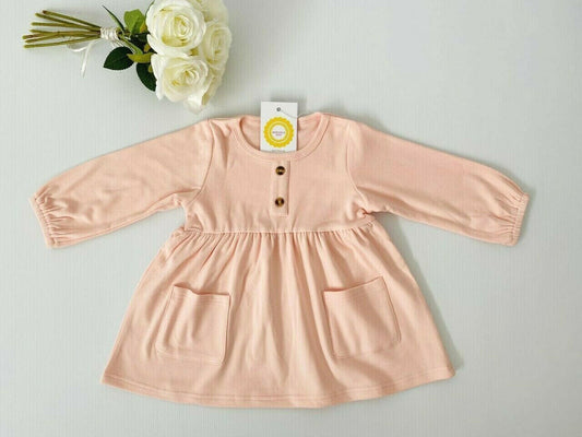 Baby/Toddler Girl Pink Long Sleeve Dress - MARIGOLD 