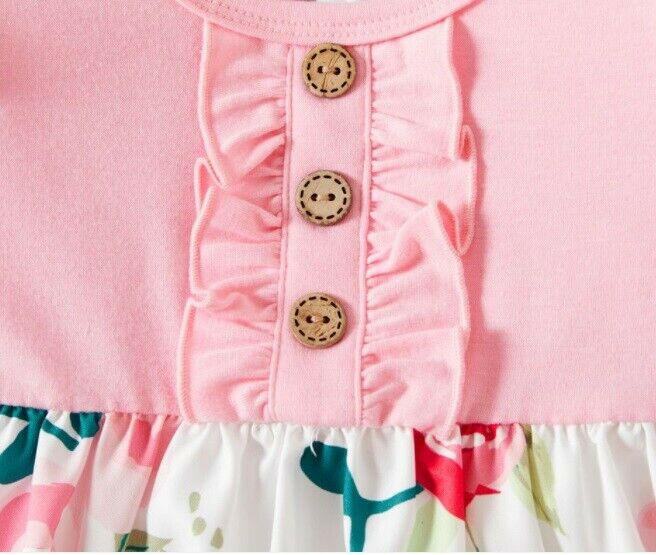 Baby Toddler Girls Pink Floral Long Sleeve Dress - MARIGOLD 
