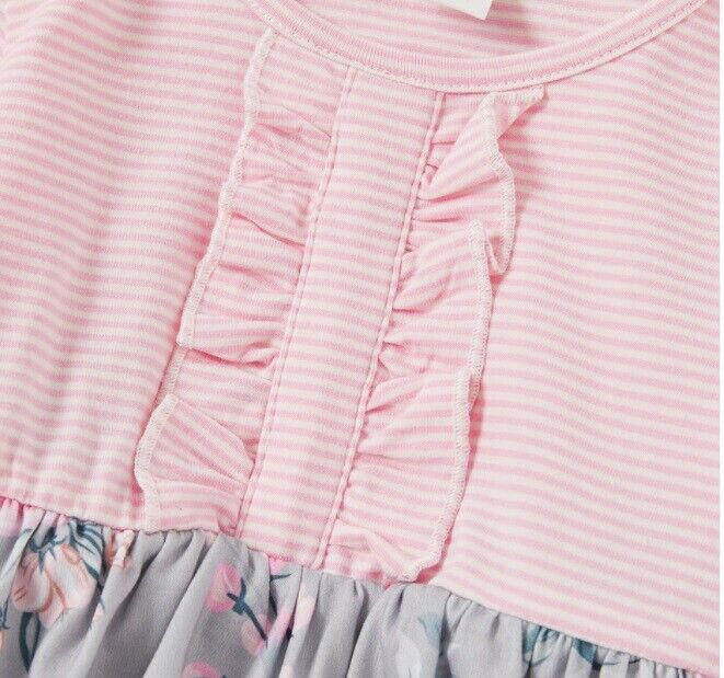 NEW Baby Girls Pink Stripe Floral Long Sleeve Dress - MARIGOLD 