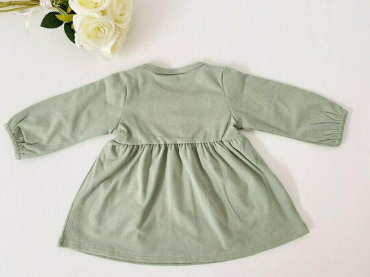 size 9-12 months new baby girls dress light green long sleeve dress - MARIGOLD 