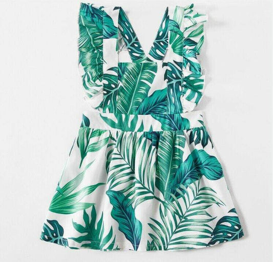 Baby Girls Dress Green Palms Print Pinafore Dress NEW Size 3-6 months - MARIGOLD 
