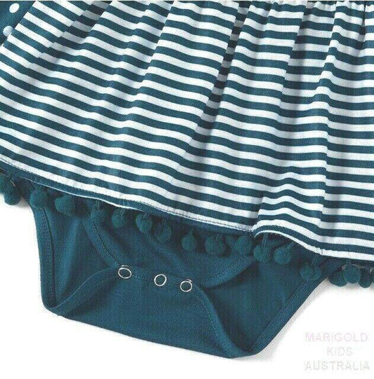 Baby Girls Dress New Size 3-6 months Navy Blue Polkadot Stripe Dress & Headband - MARIGOLD 