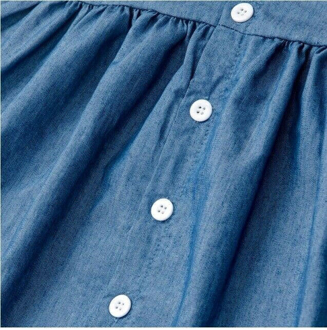 Girls Dress New Blue Chambray Flutter Sleeve Girls Dress - MARIGOLD 