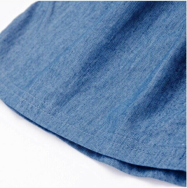 Girls Dress New Blue Chambray Flutter Sleeve Girls Dress - MARIGOLD 