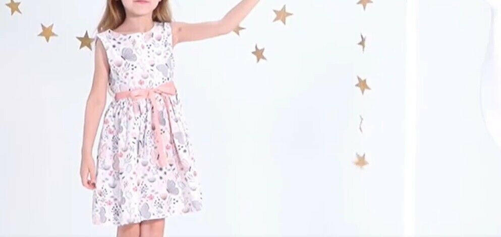 Girls Dress New Pink Grey Butterfly Floral Girls Dress 100% Cotton Girls Dress - MARIGOLD 