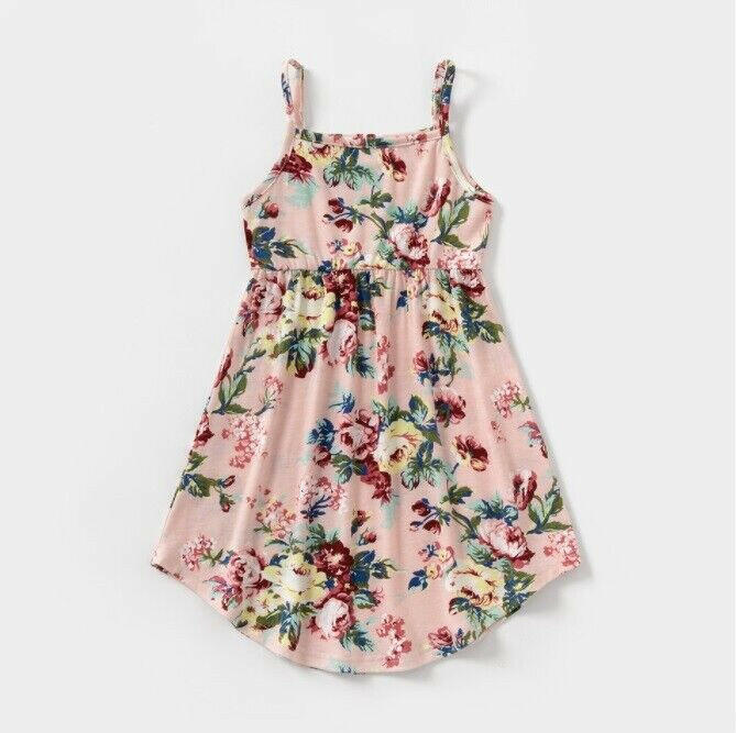 Dusty pink floral curve hem girls dress - MARIGOLD 