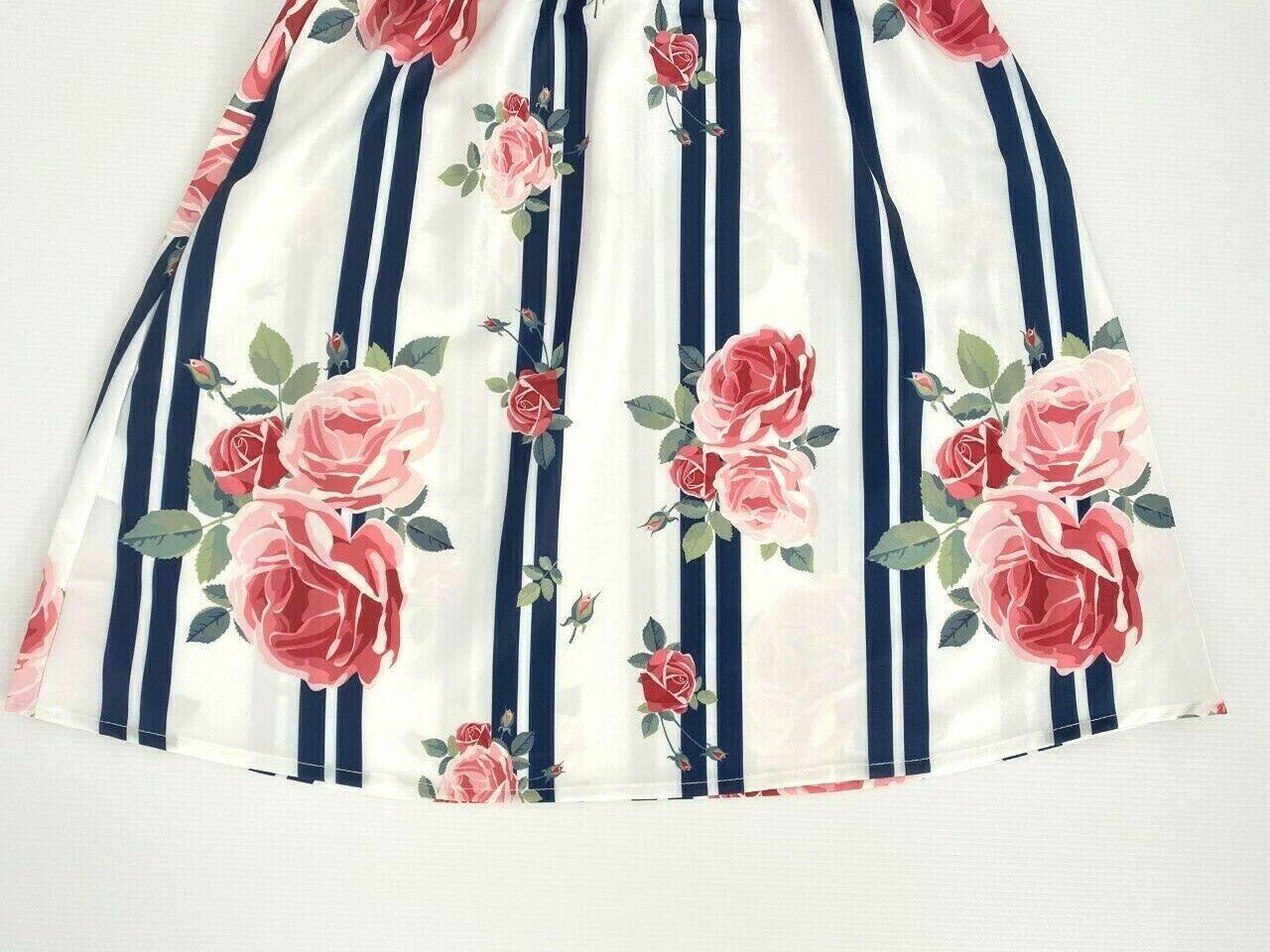 Girls dress new navy and white love and roses stripe girls dress - MARIGOLD 