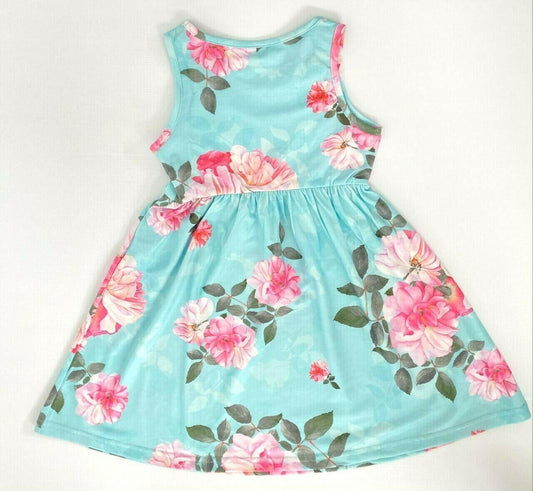 Girls dress new pink camellia rose blue girls dress floral girls dress - MARIGOLD 