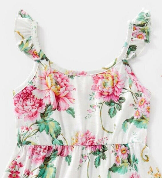 Girls dress new pink floral flutter sleeve dress & headband set - MARIGOLD 