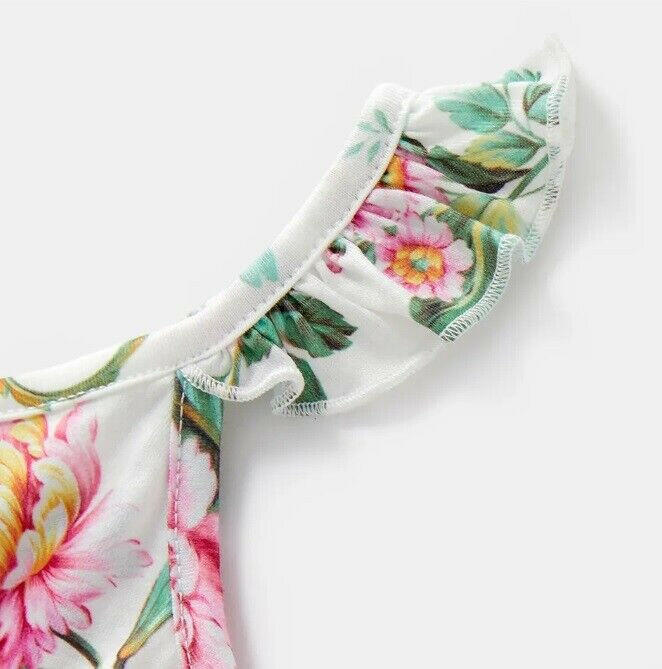Girls dress new pink floral flutter sleeve dress & headband set - MARIGOLD 