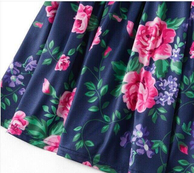 Girls Dress New Size 2 years Dark Blue Floral Pom Pom Ruffle Dress & Headband - MARIGOLD 