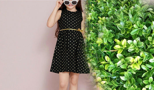 Girls Dress: Size 2Y Gold Glitter Polkadot Black Girls Dress - MARIGOLD 