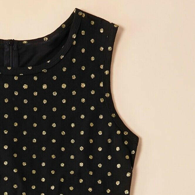 Girls Dress: Size 2Y Gold Glitter Polkadot Black Girls Dress - MARIGOLD 