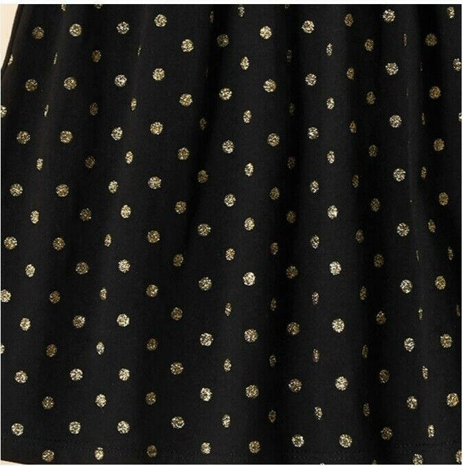 Girls Dress: Size 2Y Gold Glitter Polkadot Black Girls Dress - MARIGOLD 