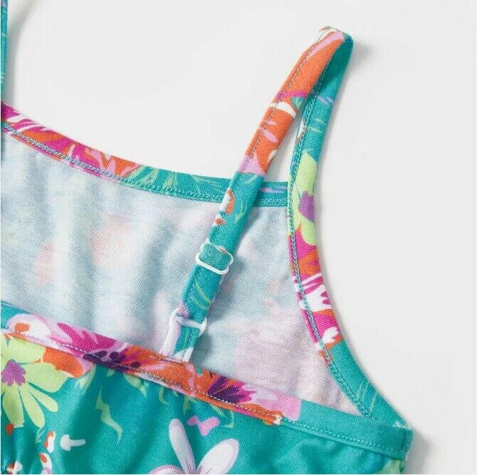 Girls Dress Turquoise Green Hibiscus Flower Print Dress - MARIGOLD 