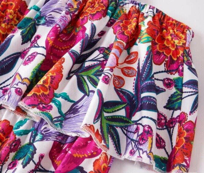 Girls Dress- Vibrant Floral Flounce Maxi Dress - MARIGOLD 