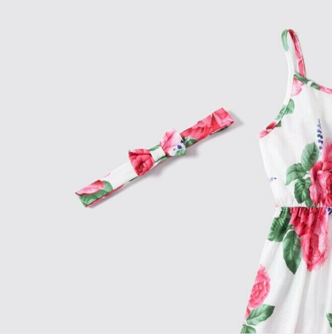 Girls Maxi Dress- Girls' Pink Floral Maxi Dress and Headband Set - MARIGOLD 