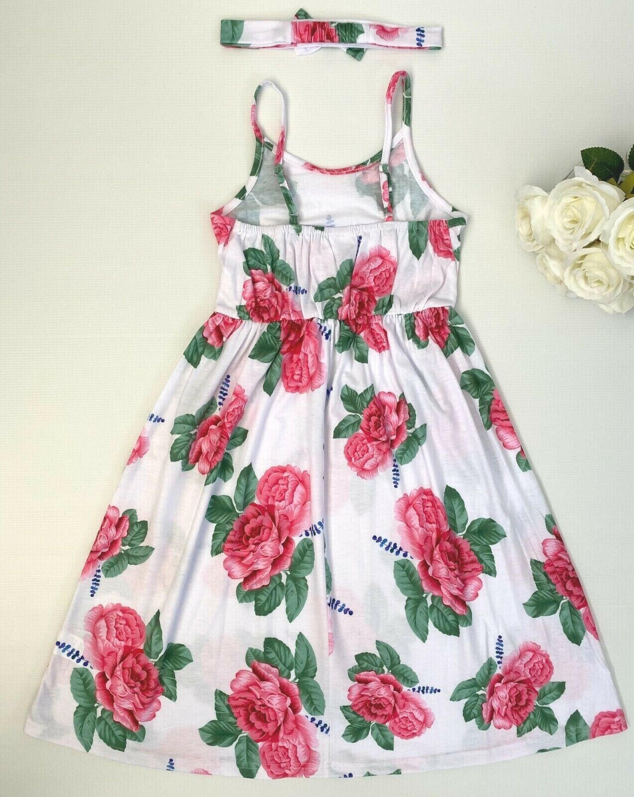 Girls Maxi Dress- Girls' Pink Floral Maxi Dress and Headband Set - MARIGOLD 