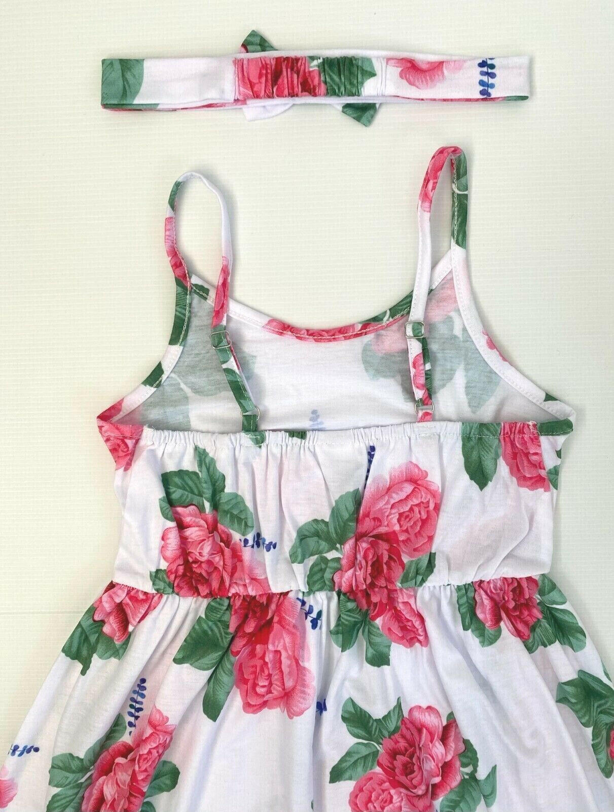 Girls Maxi Dress- Girls' Pink Floral Maxi Dress and Headband Set - MARIGOLD 