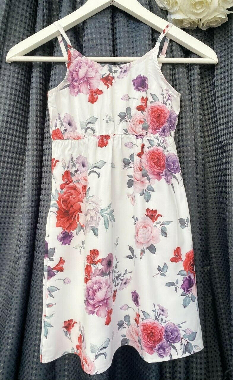 New Girls Dress: Flower and Rose Floral Print Sundress - MARIGOLD 