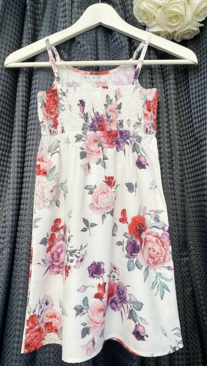 New Girls Dress: Flower and Rose Floral Print Sundress - MARIGOLD 