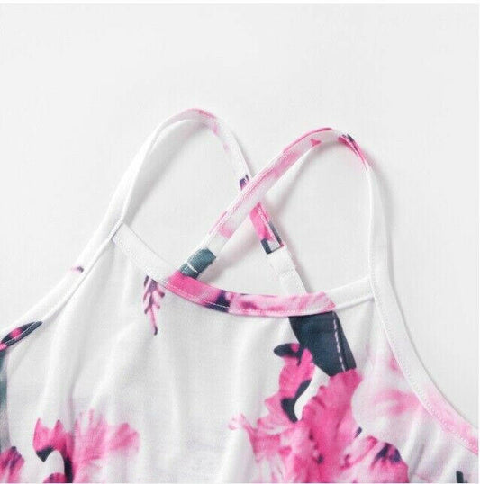 New Girls Dress - Pink Floral Print White Dress - MARIGOLD 