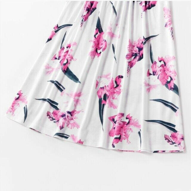 New Girls Dress - Pink Floral Print White Dress - MARIGOLD 