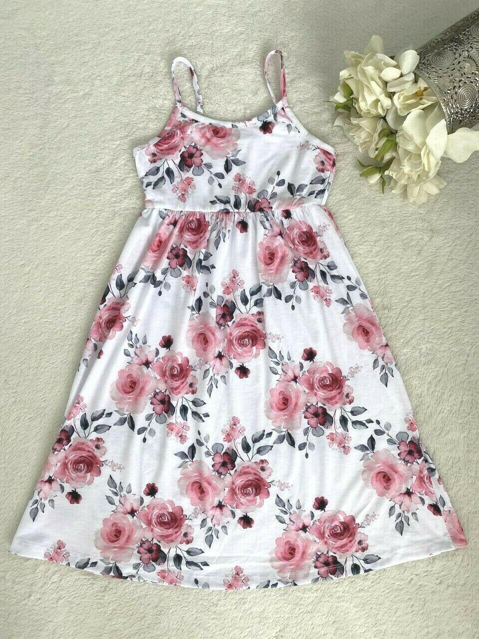 New Girls Dress: Pretty Pink Floral Print Maxi Dress - MARIGOLD 
