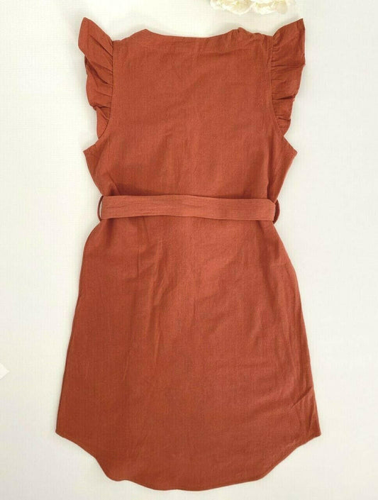 Sienna curved hem belted girls dress - MARIGOLD 