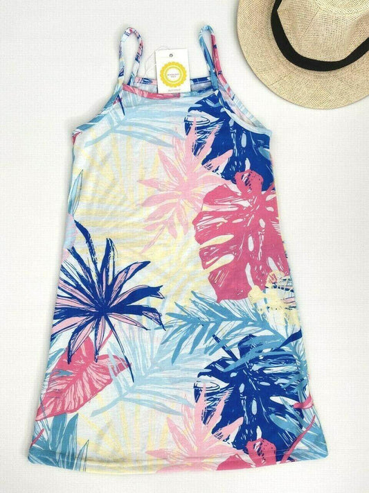 size 2y/3 years new girls dress colourful tropical palm print tank dress -2 left - MARIGOLD 