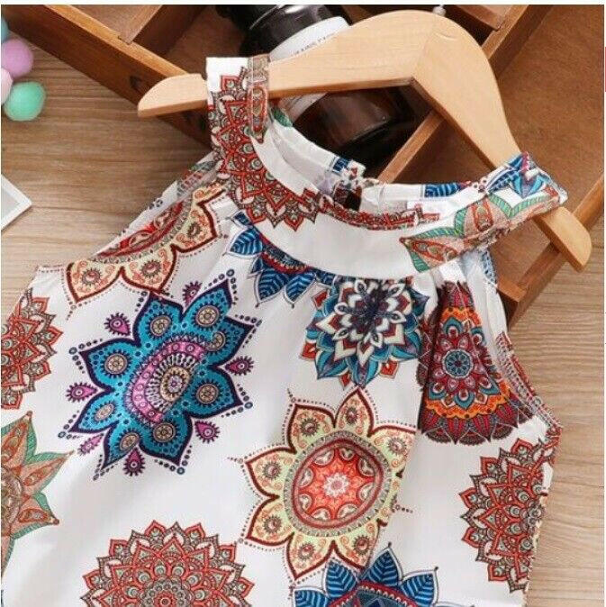 Girls Dress NEW Bohemian Print Cleo Neckline Girls Dress Girls Summer Dress - MARIGOLD 