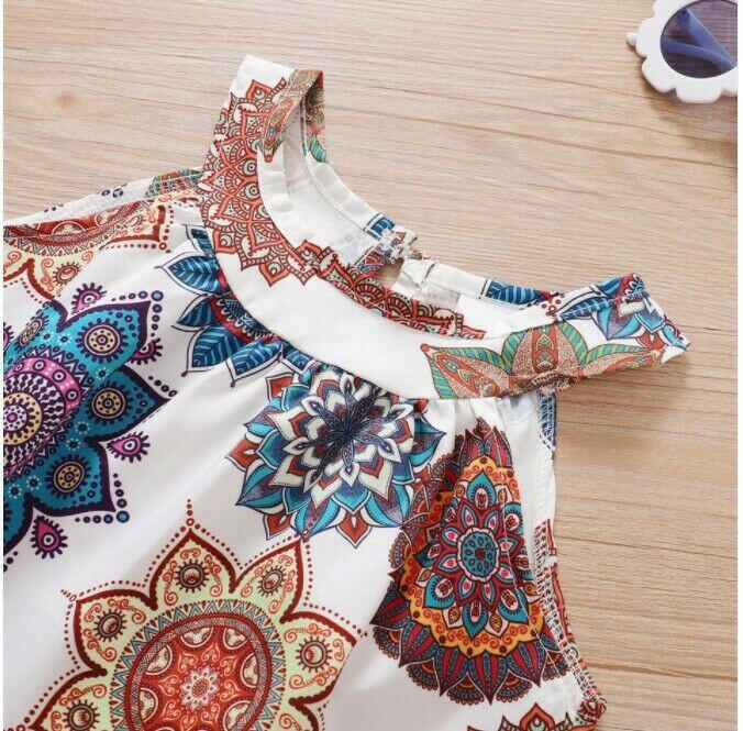 Girls Dress NEW Bohemian Print Cleo Neckline Girls Dress Girls Summer Dress - MARIGOLD 
