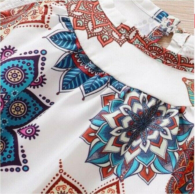 Girls Dress NEW Bohemian Print Cleo Neckline Girls Dress Girls Summer Dress - MARIGOLD 