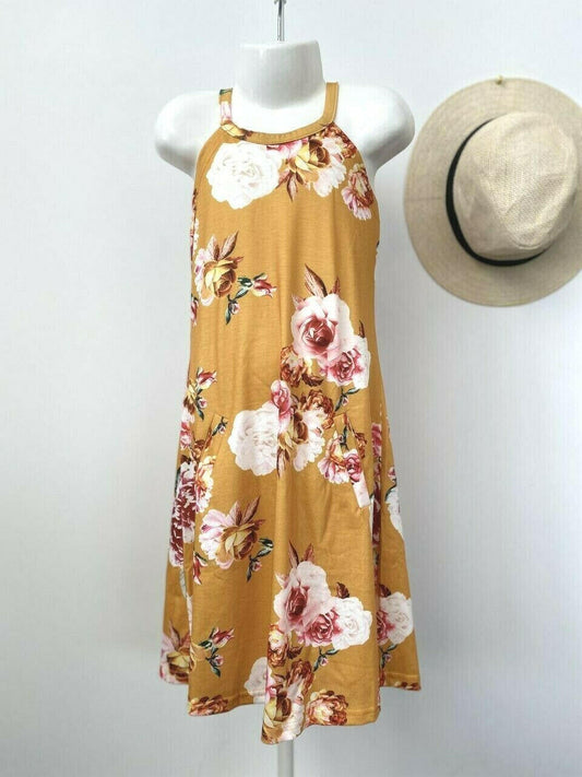 NEW Size 3/4/5 years Girls Dress Amber Rose Halter Neck Girls Dress - MARIGOLD 