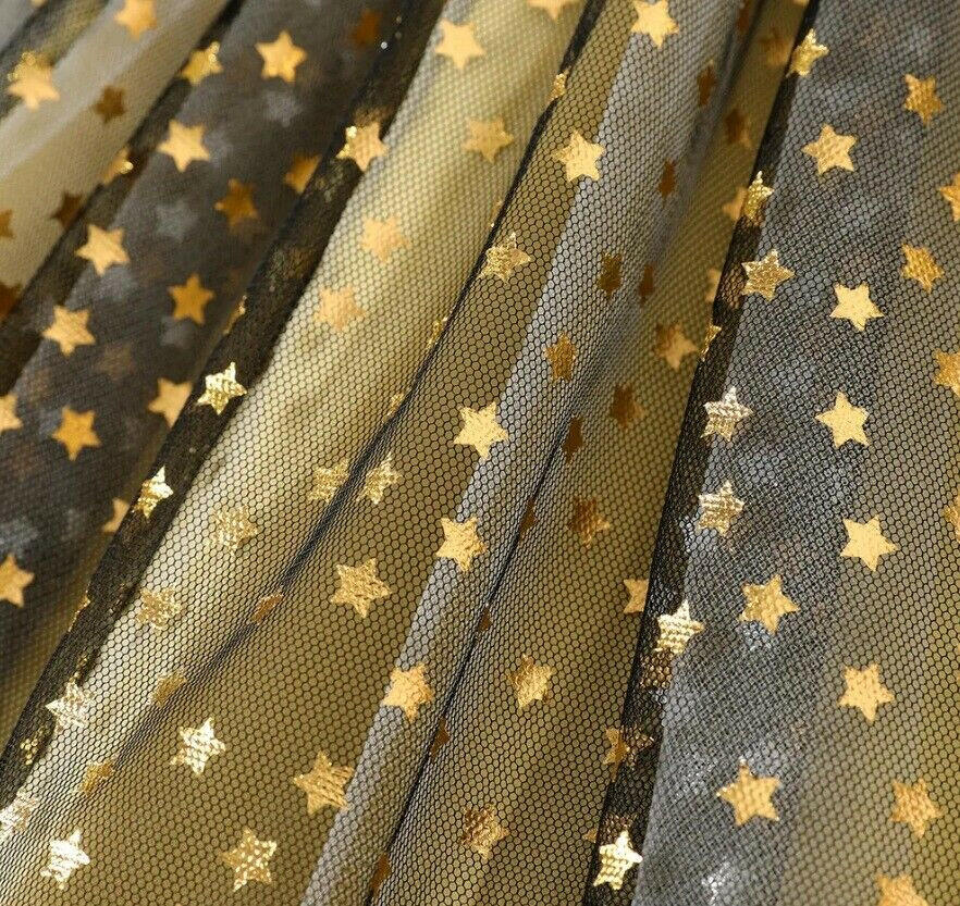 Ebony Black Gold Star Sprinkles Tulle Dress - Size 5-6 Years - MARIGOLD 