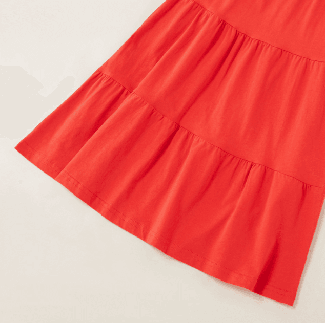 Girls Dress New Flutter Sleeve Tiered Red Girls Dress - MARIGOLD 