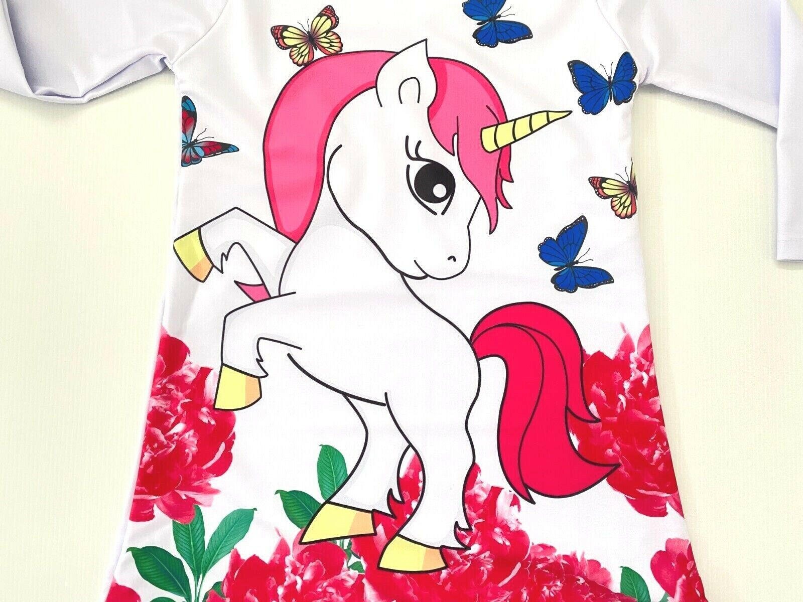 Girls Dress- Unicorn Butterfly Floral Long Sleeve Girls Dress - MARIGOLD 