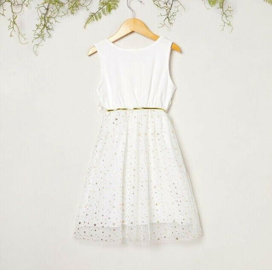 Gold sparkle white tulle dress - MARIGOLD 