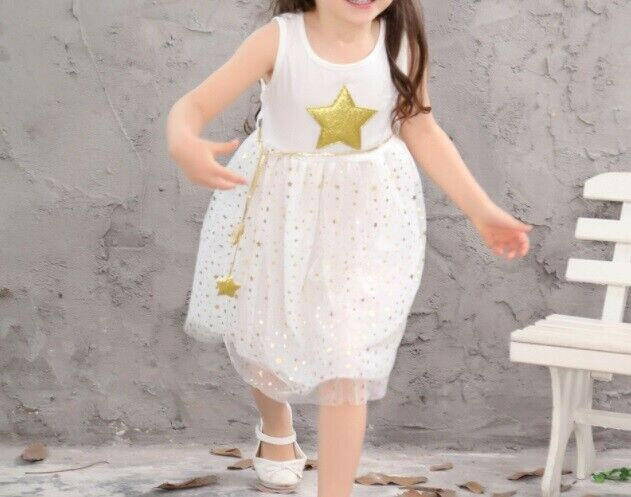 Gold sparkle white tulle dress - MARIGOLD 