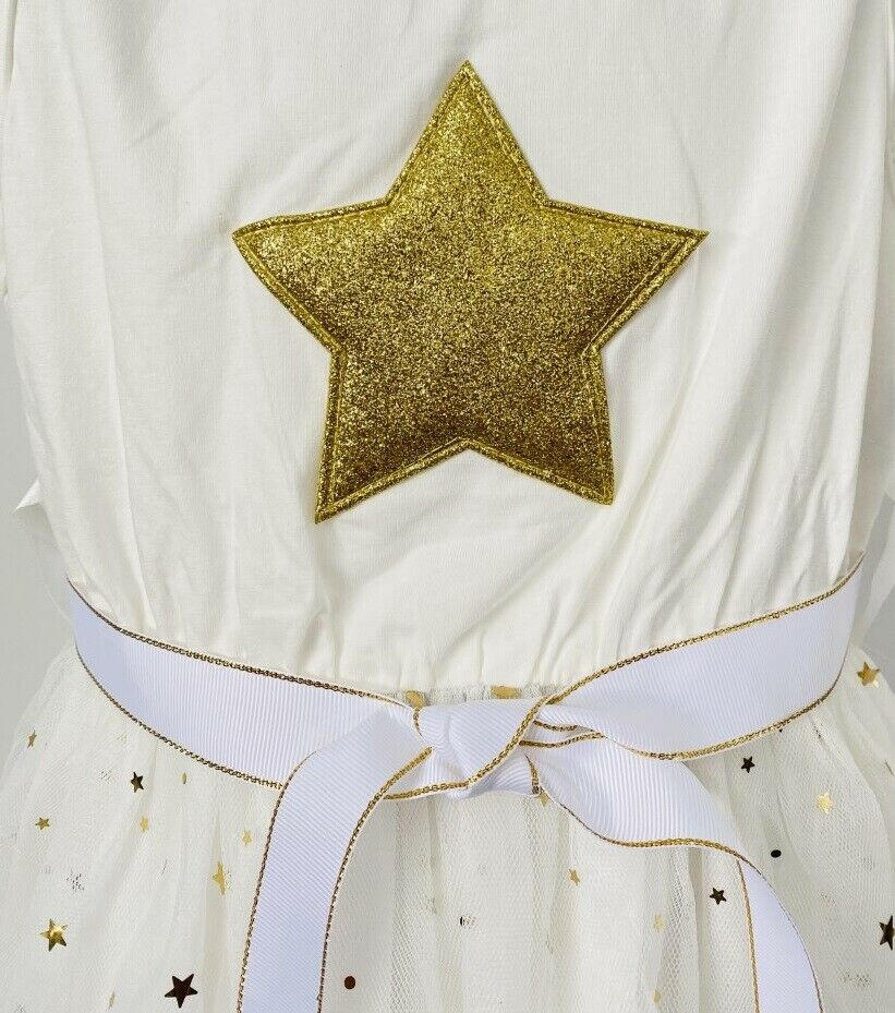 Gold Star Girls Dress Gold Sprinkle Tulle Girls Dress - MARIGOLD 