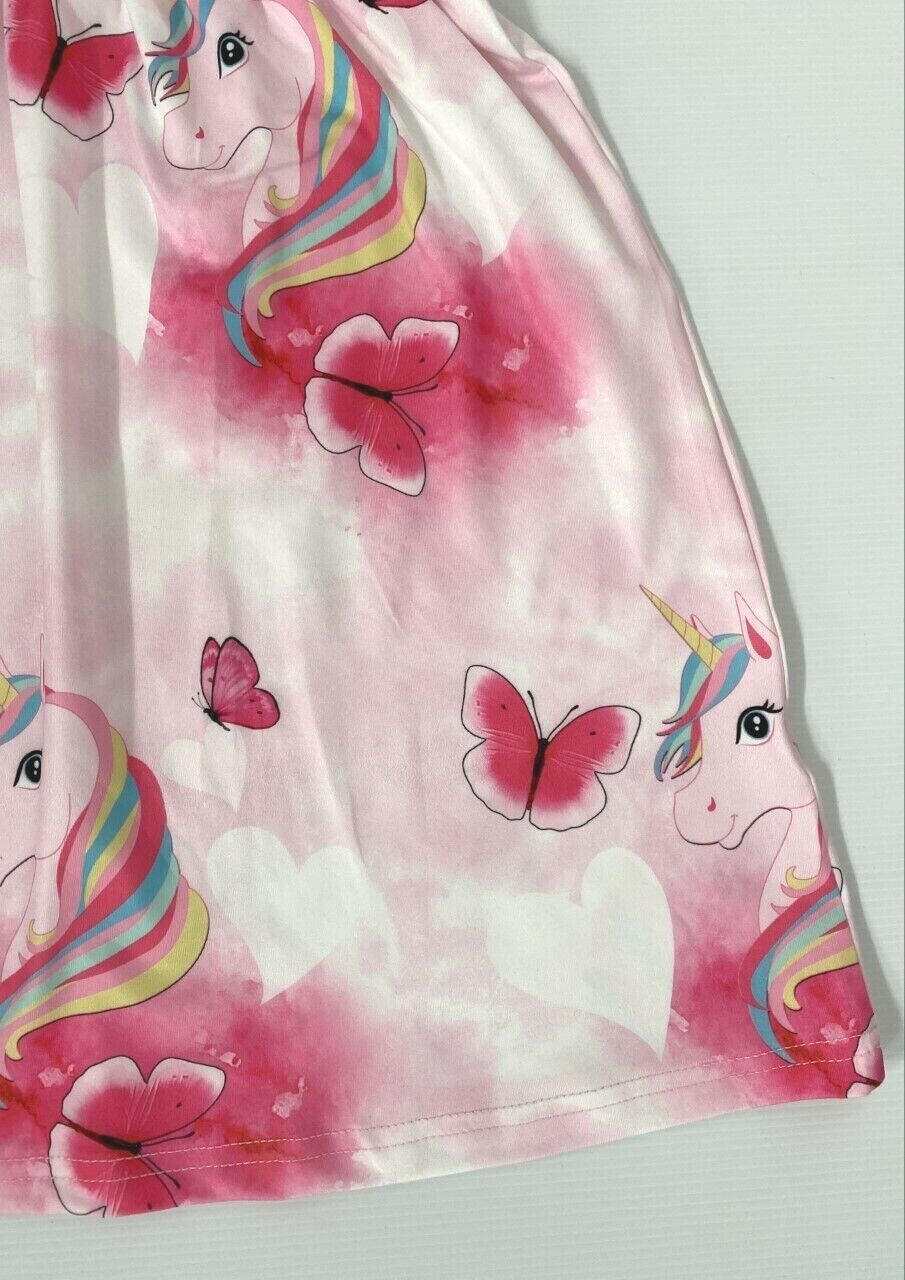 Pink unicorn butterfly flutter sleeve dress - MARIGOLD 