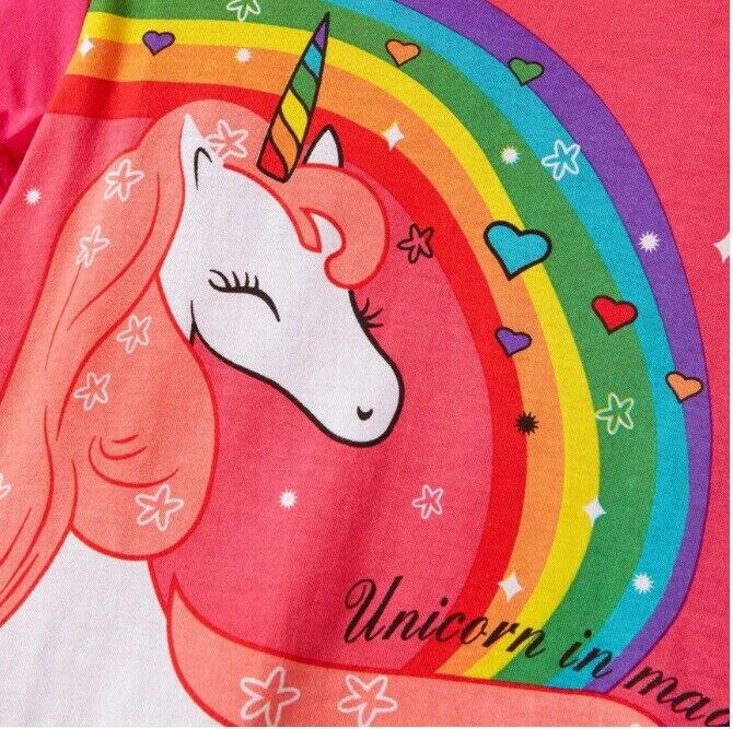 size 4/5/6 years new girls dress rainbow unicorn dark pink girls dress - MARIGOLD 