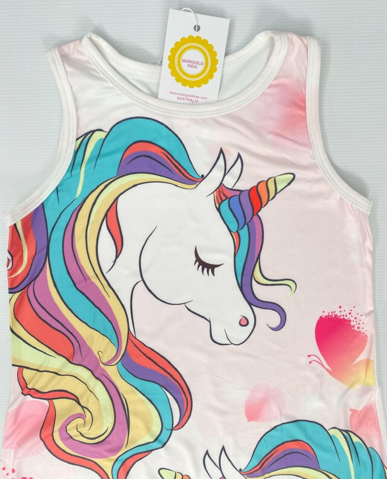 Unicorn Dress Girls Dress Rainbow Unicorns Butterlies Girls Dress NEW - MARIGOLD 