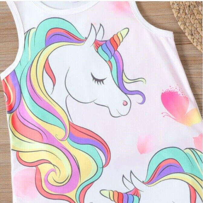 Unicorn Dress Girls Dress Rainbow Unicorns Butterlies Girls Dress NEW - MARIGOLD 