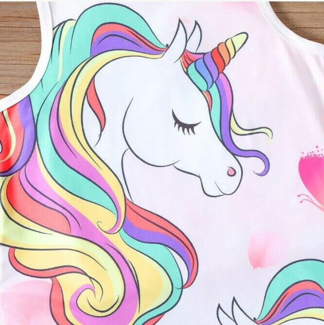 Unicorn Dress Girls Dress Rainbow Unicorns Butterlies Girls Dress NEW - MARIGOLD 