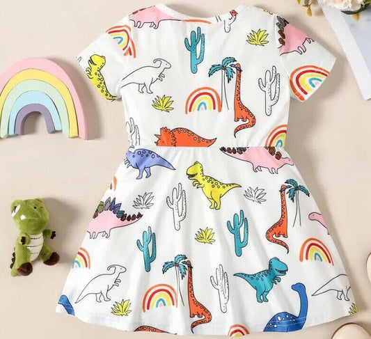 Girls Dress- Girls' Dinosaur Print Dress - MARIGOLD 