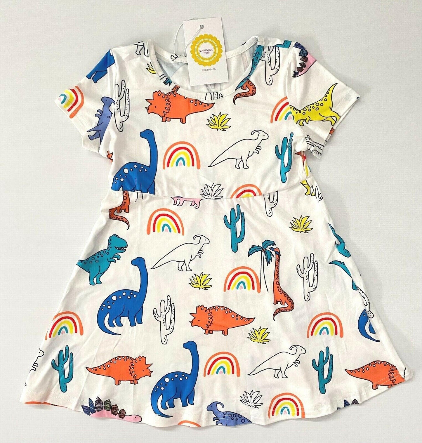 Girls Dress- Girls' Dinosaur Print Dress - MARIGOLD 