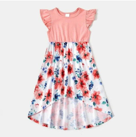 Girls dress new pink floral high-low girls dress - MARIGOLD 