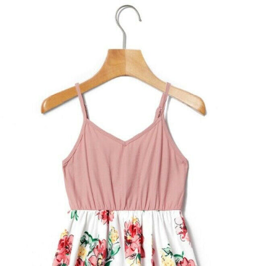 girls dress size 2y/3y/4y/6y/8 years dusty pink & floral hi-low wrap skirt dress - MARIGOLD 