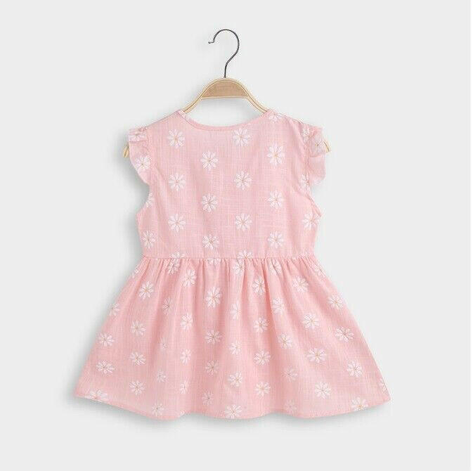 Baby Girls Dress Light Pink Daisy Flutter Sleeve Baby Girls Dress - MARIGOLD 